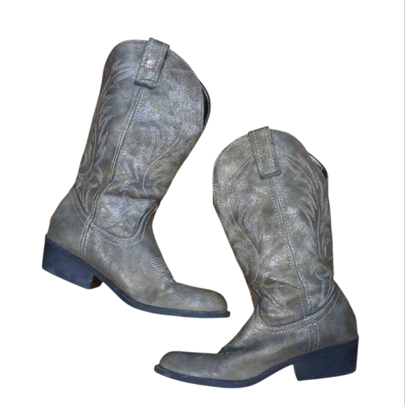 Rampage Metallic Gray Walden Women's Cowboy Boots Size 7.5 M Western Boots - Picture 1 of 13